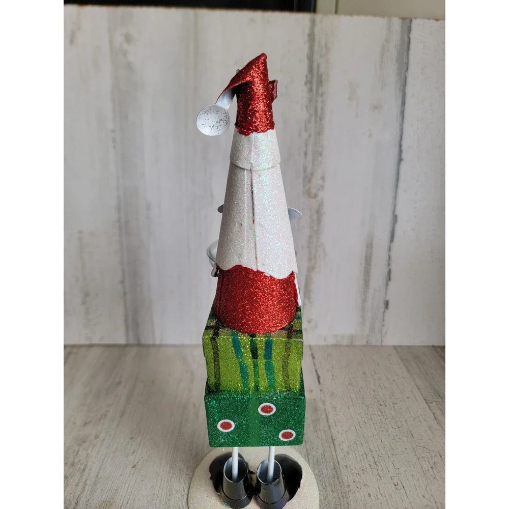 Vintage glitter Santa Claus santa tea light candle holder gift figure‎